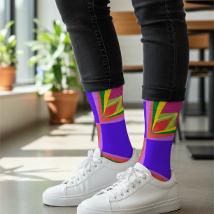Chaussette Motif Abstrait Géométrique Audacieux de Style Rétr