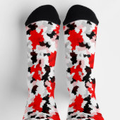 Chaussette Motif Abstrait irrégulier Rouge noir blanc (Haut)
