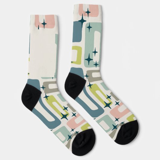 Chaussette Motif Abstrait moderne rétro du milieu du siècle (Droite)