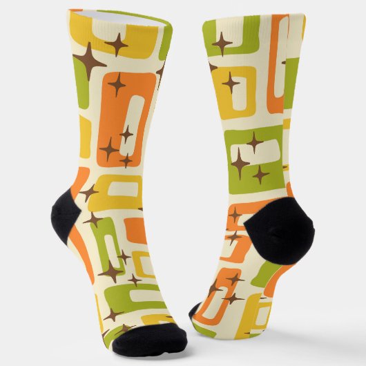 Chaussette Motif Abstrait moderne rétro du milieu du siècle (Angulaire)