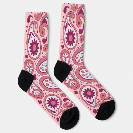 Chaussette Motif Abstrait Paisley en dentelle rose Fleurs (Droite)