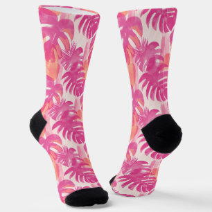Chaussette Motif abstrait simple avec feuilles de monstera, f