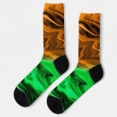 Chaussette motif Abstrait tacheté en vert orange s (Gauche)