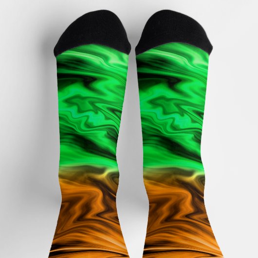 Chaussette motif Abstrait tacheté en vert orange s (Haut)