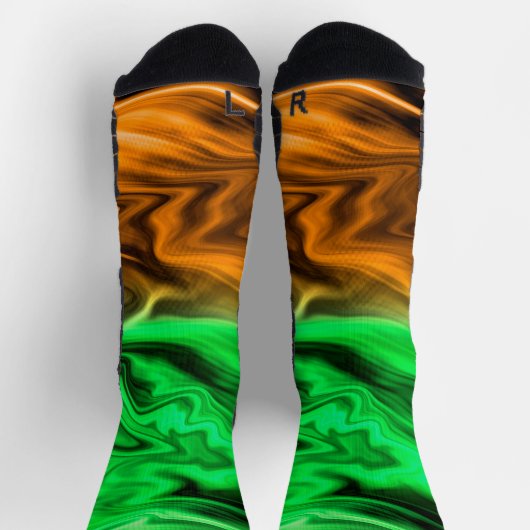 Chaussette motif Abstrait tacheté en vert orange s (Haut)