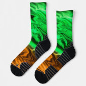 Chaussette motif Abstrait tacheté en vert orange s (Gauche)