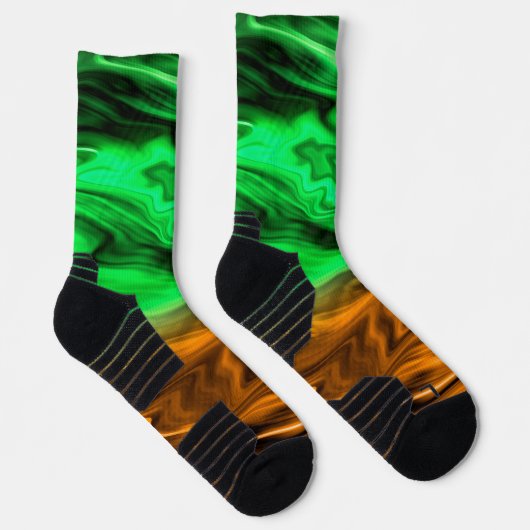 Chaussette motif Abstrait tacheté en vert orange s (Droite)