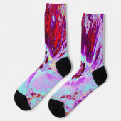 Chaussette Motif Abstrait Trippy Retro Turquoise Chartreuse (Gauche)