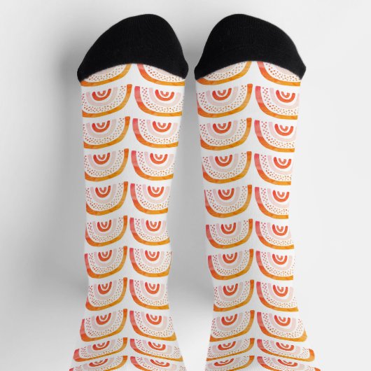 Chaussette Motif arc-en-ciel orange vif (Haut)