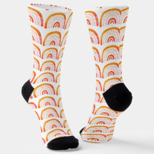 Chaussette Motif arc-en-ciel orange vif