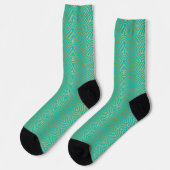 Chaussette Motif Art déco géométrique or sur bleu-vert (Gauche)