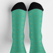 Chaussette Motif Art déco géométrique or sur bleu-vert (Haut)
