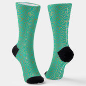 Chaussette Motif Art déco géométrique or sur bleu-vert (Angulaire)