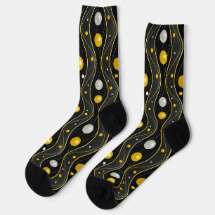 Chaussette Motif Art Déco Or Argent Noir