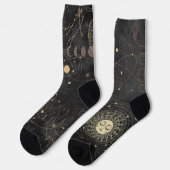 Chaussette Motif Astrologique Black Gold (Gauche)