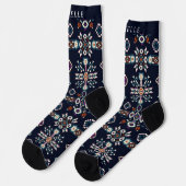 Chaussette Motif aztèque bleu bleu bleu bleu marine blanc (Gauche)