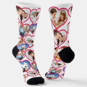 Chaussette Motif blanc Elegant Red Heart 5 Collage photo