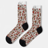 Chaussette Motif blanc et rouge or Paisley (Gauche)