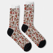 Chaussette Motif blanc et rouge or Paisley (Droite)