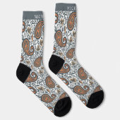Chaussette Motif blanc gris orange personnalisé (Droite)