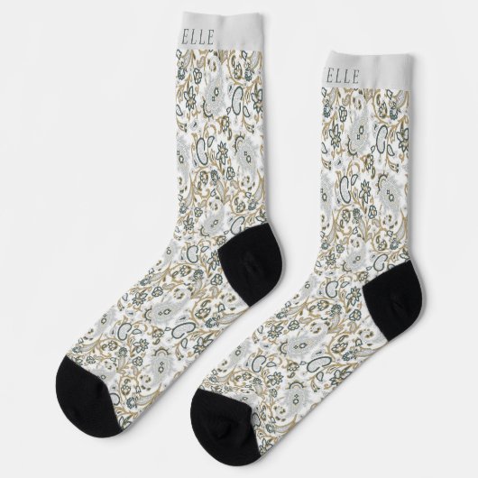 Chaussette Motif blanc gris vert pâtissier personnalisé (Gauche)