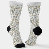 Chaussette Motif blanc gris vert pâtissier personnalisé (Angulaire)