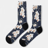 Chaussette Motif blanc orchidée (Gauche)