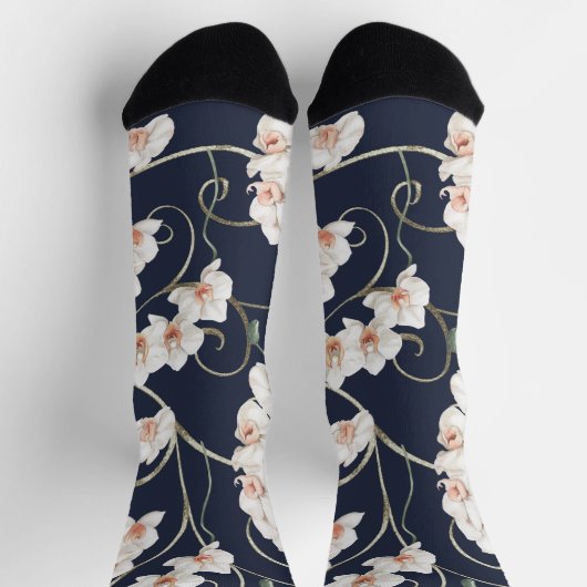 Chaussette Motif blanc orchidée (Haut)