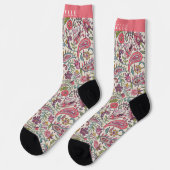 Chaussette Motif blanc rose bleu marron personnalisé (Gauche)