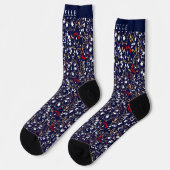 Chaussette Motif bleu bleu bleu bleu bleu blanc bleu marine (Gauche)