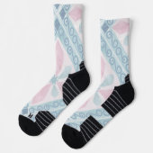 Chaussette motif bleu en forme de diamant (Gauche)