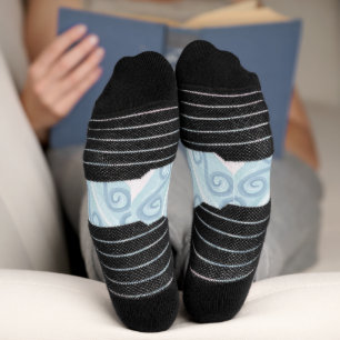 Chaussette motif bleu en forme de diamant