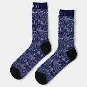 Chaussette Motif bleu marine foncé sur mesure (Gauche)