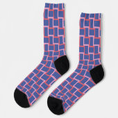 Chaussette Motif Blocs en tissu rouge rose bleu (Gauche)