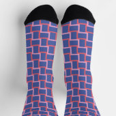 Chaussette Motif Blocs en tissu rouge rose bleu (Haut)