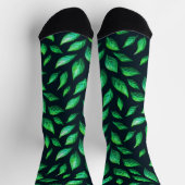 Chaussette Motif botanique foncé Feuille vert (Haut)