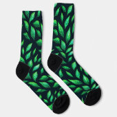 Chaussette Motif botanique foncé Feuille vert (Droite)