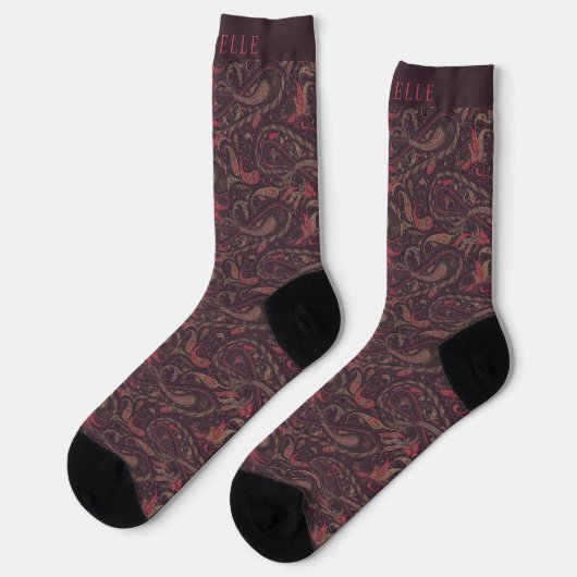 Chaussette Motif Brown rose violet personnalisé (Gauche)