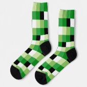 Chaussette Motif carré vert et blanc (Gauche)