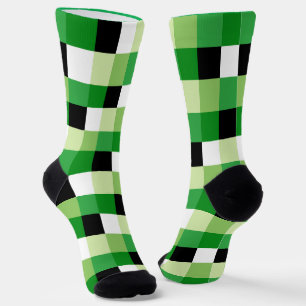Chaussette Motif carré vert et blanc
