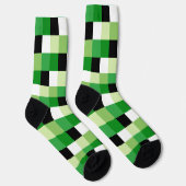 Chaussette Motif carré vert et blanc (Droite)