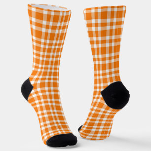 Chaussette Motif carreaux orange blanc