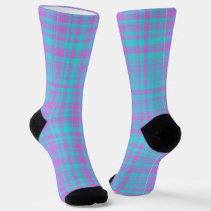 Chaussette Motif carreaux rose bleu violet