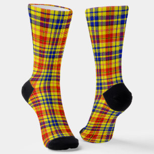 Chaussette Motif carreaux tartan jaune rouge bleu