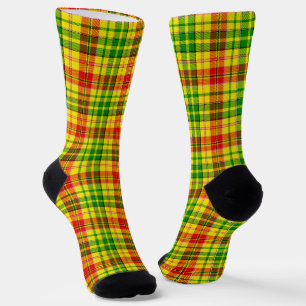 Chaussette Motif carreaux tartan jaune rouge vert