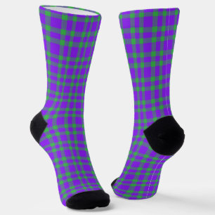 Chaussette Motif carreaux vert et violet