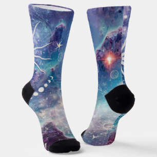 Chaussette Motif céleste bleu violet