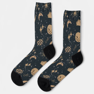 Chaussette Motif céleste de l'espace vintage