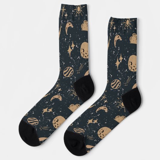 Chaussette Motif céleste de l'espace vintage (Gauche)