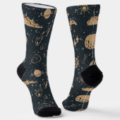 Chaussette Motif céleste de l'espace vintage (Angulaire)